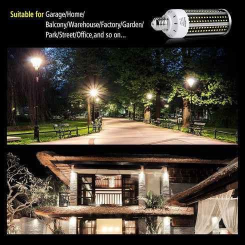 2 Pack LED Corn Light Bulb, 500W Equivalent, 5000 Lumen, 6500k Cool Daylight White, Large Area Bulb for Outdoor/Indoor