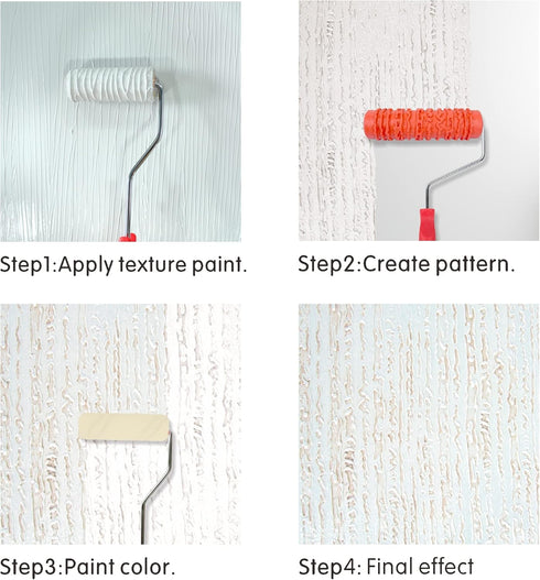 7'' Patterned Paint Roller for Wall Decoration, Classic Brick Embossing Texture Rubber Roller, DIY Paint Art Tool for