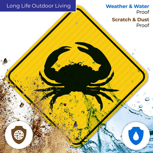 18x18 Inches, 3M Reflective.063 Crab Crossing Sign, AEGP Aluminum, Fade Resistant, Made in USA