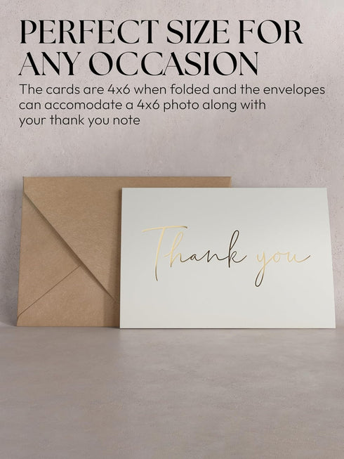 Twistionery Set 100 4x6 Thank You Cards & Envelopes of - Wedding, Baby Shower & More - Blank Cards