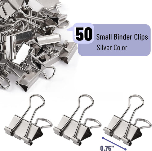 Mr. Pen Small Binder Clips, 50 Pack, 0.75 in, Silver, Micro Size