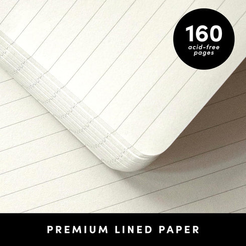 PAPERAGE Lined Journal Notebook (Black) – 160 Pages, Medium 5.6 in x 8 in, 100 GSM Thick Paper, Hardcover for Work,