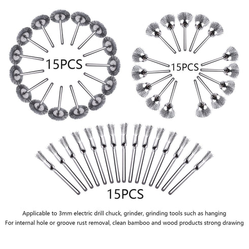 Rocaris 45PC Wire Brushes Set, Steel Wheel Brushes Accessories for Rotary Tools