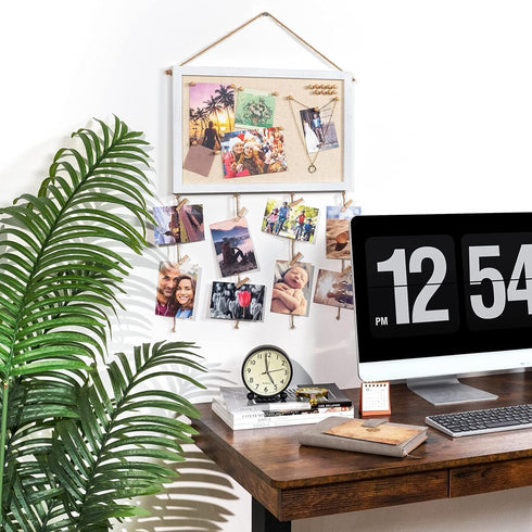 Emfogo 2Pack Cork Bulletin Boards, 16"x11" White Linen with White Frame, Pin Board for Home Kitchen School Office Decor