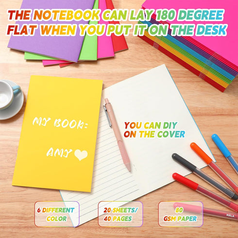 Gueevin 60 Pcs Blank Notebooks for Kids, K-2 Primary Composition Journal, 5.5" x 8.3" (Classic Colors)