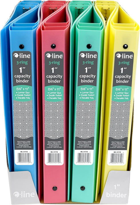 C-Line 3-Ring Poly Binder with Inner Pocket, Letter Size, 1-Inch Capacity, Color May Vary, 1 Binder (31710)