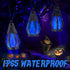 33Ft 15 Bulbs, Solar String Lights for Outside, Solar Patio Lights with Flickering Flame Light Waterproof Blue Solar
