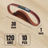 POWERTEC 1 x 30 Inch Sanding Belts, 120 Grit Aluminum Oxide, 10PK (111310)
