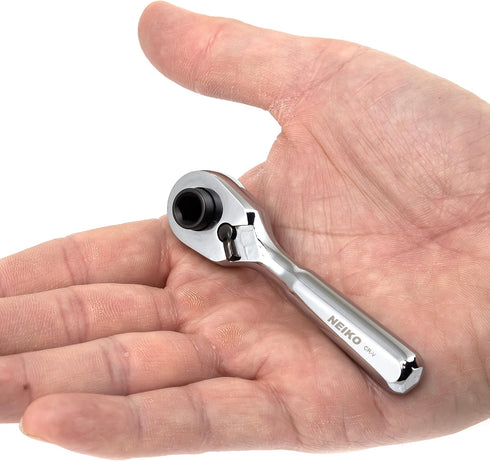 Neiko 03002A Stubby Ratchet, 1/4 Inch Ratchet Wrench and Bit Driver, 108-Tooth Reversible Mini Ratchet Wrench