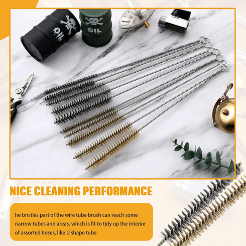 Wire Tube Brushes for Cleaning Pipe - Stainless Steel Round Wire Brush for Auto Parts, Bottles, Tubes (20 Pieces)