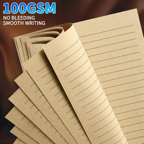 Tofun A6 A6 6-Ring 7mm 80 160 Lined Vintage Refillable Paper, Retro Binder Refills Paper for Binders Planner Traveller