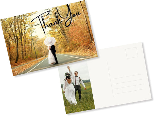 Simple Personalized Custom Wedding Thank You Postcards with Photo, Bulk Orders Available 100-500 Cards,