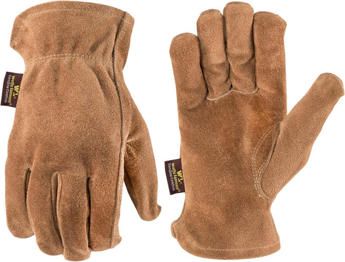 Wells Lamont Leather Work Gloves, Suede Cowhide, Large, Brown