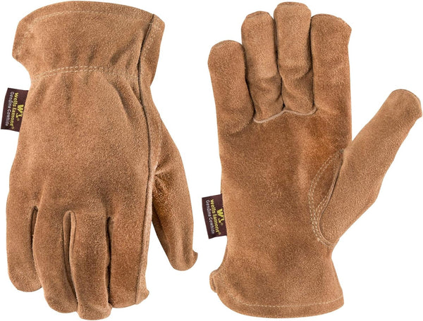 Wells Lamont Leather Work Gloves, Suede Cowhide, Large, Brown