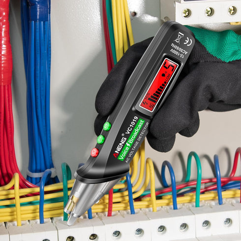 ANENG Voice Broadcast Non-Contact Voltage Tester, AC 12V-1000V Electrical Tools with LCD Display, Pocket-Sized