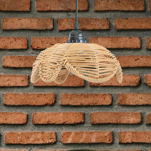 Gralara Imitation Rattan Lamp Shade Woven Lampshade Lotus Flower Shaped Floor Lamp Cover Pendant Light Cover for Bar