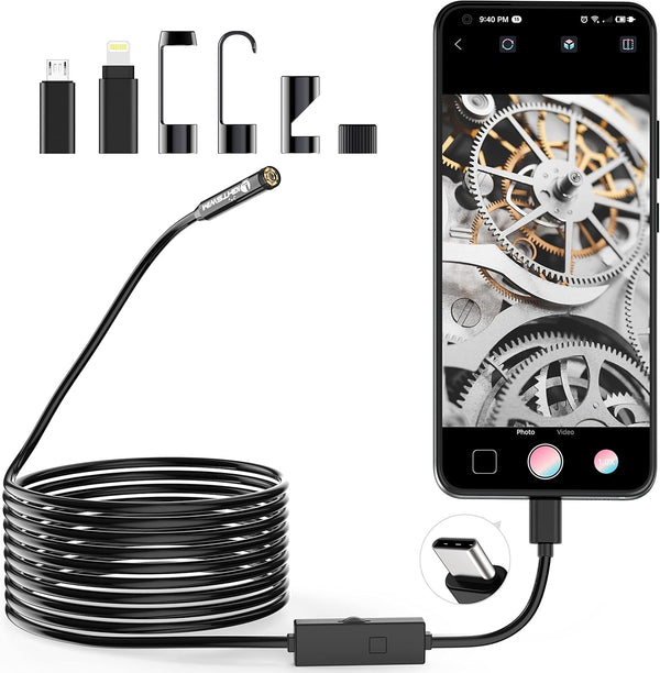 Lightswim 1920P Endoscope Snake Inspection Camera, Type C Borescope, Scope Camera with 8