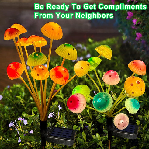 Solar Garden Lights - Upgraded 24LED Solar Mushroom Lights Outdoor, Waterproof Garden Decor for Lawn Front Porch Patio