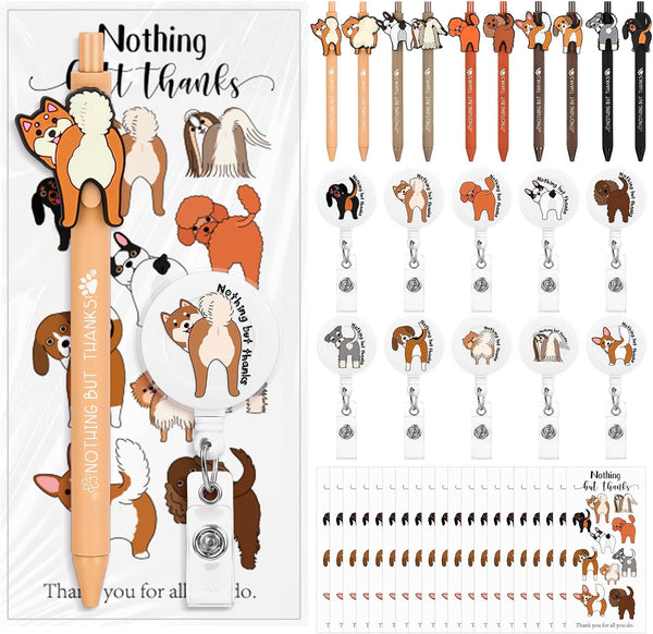 Motiskyy 20 Sets Graduation Gifts Bulk Dog Ballpoint Pens Animals Retractable Badge Reels