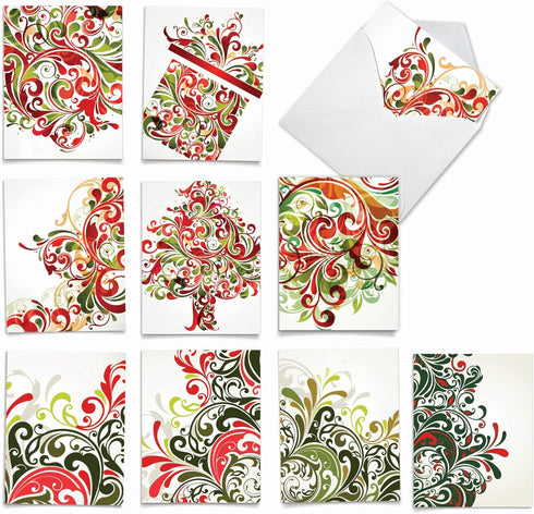 The Best Card Company - 10 Blank Christmas Note Cards with Envelopes, Fun Assorted Holiday Notecard Set