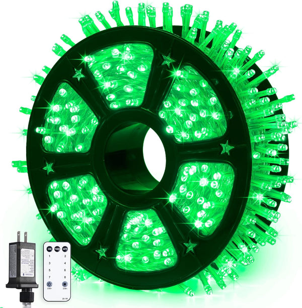 JMEXSUSS 600 LED Green St Patricks Day String Lights, 168Ft Clear Wire