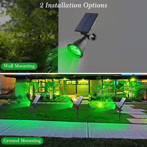 T-SUN Solar Spotlight LED Outdoor Wall Light, Green, IP65 Waterproof, 180 Adjustable, Auto-on/Auto-off for Garden,