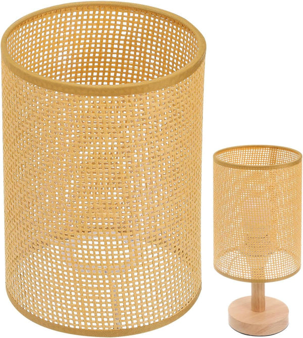 Angoily Rattan Lamp Shade for Table Lamps E27 Natural Woven Vine Manzhu