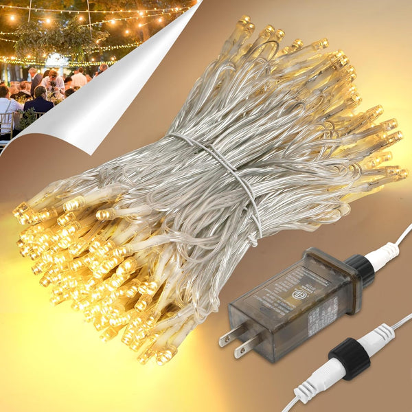 Warm White Christmas Lights, 71Ft 200 LED Warm White Christmas Lights, UL