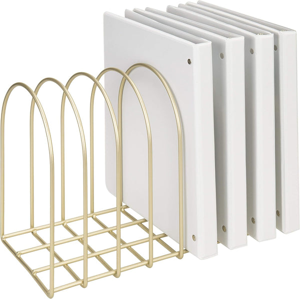 MyGift Large Brass Metal Wire Document Holder, 8-Slots File Folder Organizer Rack with Arch Design