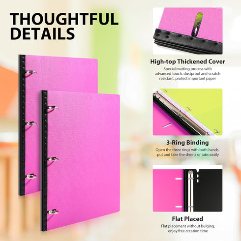 Telescoping 3 Ring Binder-4PCS, Flexible Binder with Elastic Spine, 3 Round Rings, Flat Writing Binder, 4 Colors