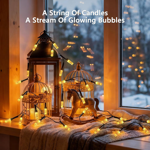 66FT 200 Brizled Smart Christmas Tree Lights, LED Color Changing Bubble Candle String Lights App & Voice Control, Warm