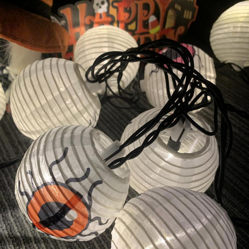 Halloween Eyeball Lantern String Lights, 8.5Ft LED Lights with 10 Novelty Eyeball Lanterns for Outdoor Decor