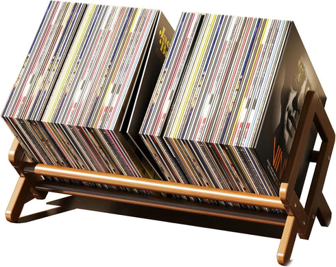 Bamboo Desktop Bookshelf, Large Retro Brown Rack for Books, Magazines, Files, Tabletop Storage