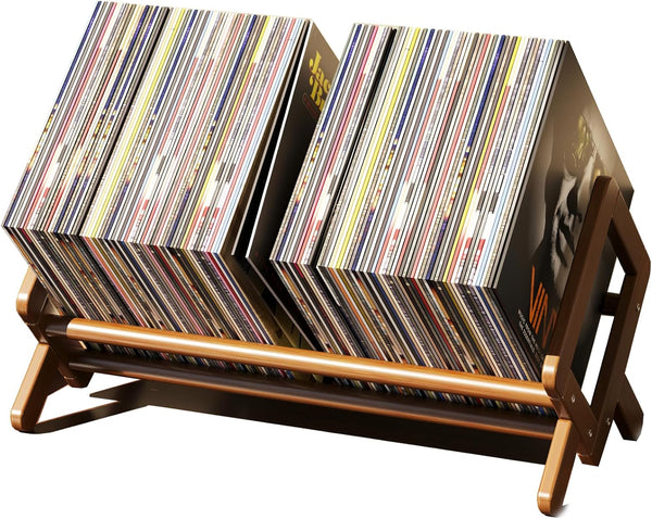 Bamboo Desktop Bookshelf, Large Retro Brown Rack for Books, Magazines, Files, Tabletop Storage