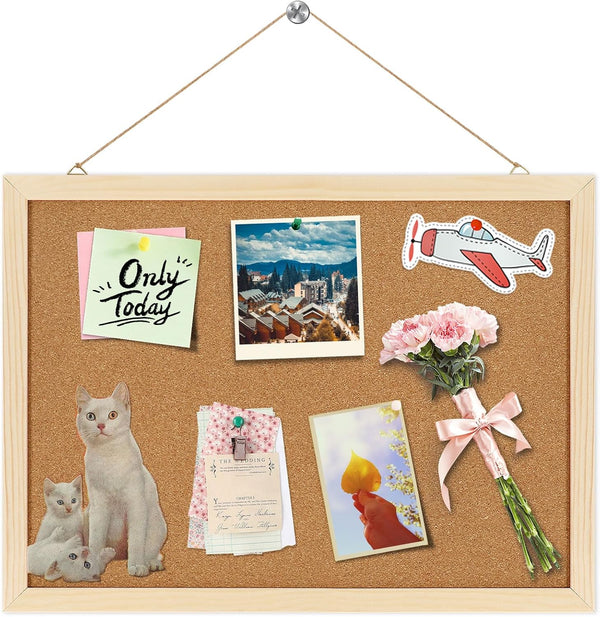 FEBSNOW Cork Board Bulletin Board 14.6 x 11 inches - Vision Board for Office, Wall Mounted Pin Board