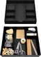 CAXXA 3 Slot Drawer Organizer - 7 Compartments Junk Drawer Storage for Makeup, Office Supplies, BLACK (2 pack)