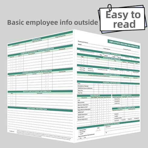 Employee File Folders (25 Pack), 9.5 x 11.5 Inch, 2 Internal Slots, Confidential & Secure, Easy to Organize