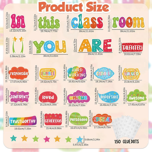 Rainbow Bulletin Board Decorations - 31Pcs Positive Inspirational Signs for Classroom Door and Wall Decor