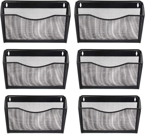EasyPAG Wall Mount File Holder, 6 Pack Single Pocket Hanging File Organizer, Magazine Folder Basket for Office and