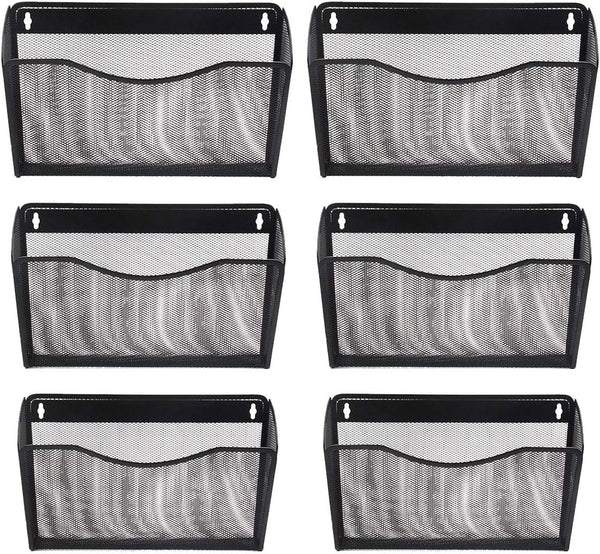 EasyPAG Wall Mount File Holder, 6 Pack Single Pocket Hanging File Organizer, Magazine Folder Basket for Office and