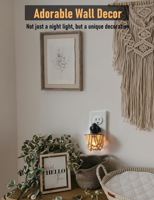 2-Pack Bohemian Plug in Night Light with Switch, Boho LED Night Lights Plug into Wall Socket, Soft Warm Baby Nursery