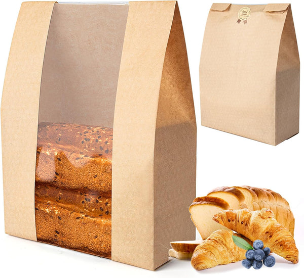Loegnry Bread Bags for Homemade Bread Sourdough 25Pcs - Kraft Paper Bakery Bags