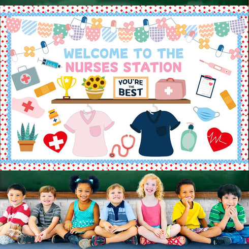 Joffetii 79Pcs Set School Nurse Bulletin Board Decorations Welcome Back to School Classroom Decorations Kit Nurse
