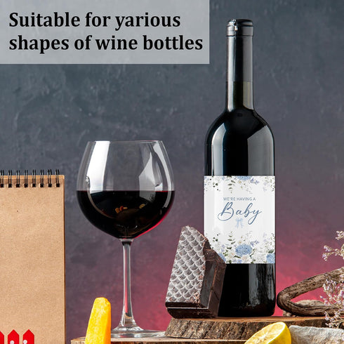 generic Decorations-8 Baby Shower Wine Bottle Labels, We Are Having A Baby Theme Wine Stickers for Boy Girl, Pregnancy