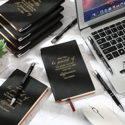 Colarr 20 Sets Employee Appreciation Gifts, Inspirational A6 PU Leather Journal with Motivational Pens for Office Gift