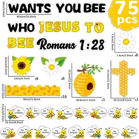 gisgfim Bee Jesus Bulletin Board Decorations Bee Who Jesus Wants You to Bee Cutouts Summer Christian Religious Classroom Decor Cross Bulletin Board Borders for Sunday School Wall Decor by gisgfim