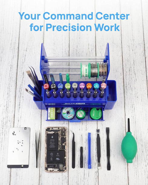 Multifunctional Repair Tool Organizer - ABS Storage Rack with DrawerScrewdriver Slots & Side Compartments