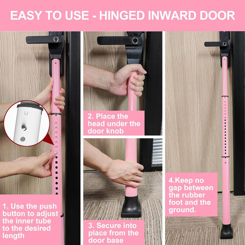 Jammer (1 Pack,Pink) AceMining Upgraded Door Security Bar & Sliding Patio Bar, Heavy Duty Stoppers Adjustable for Home