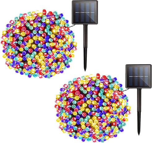 Solar Christmas String Lights Outdoor - 2 Pack Total 144ft 400 LED
