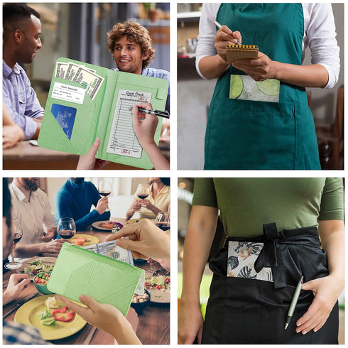 Wiabsi 1 9 1 Server Book, PU Leather Server Books for Waitress, Waitress Book with Zipper Pocket, Waiter Wallet
